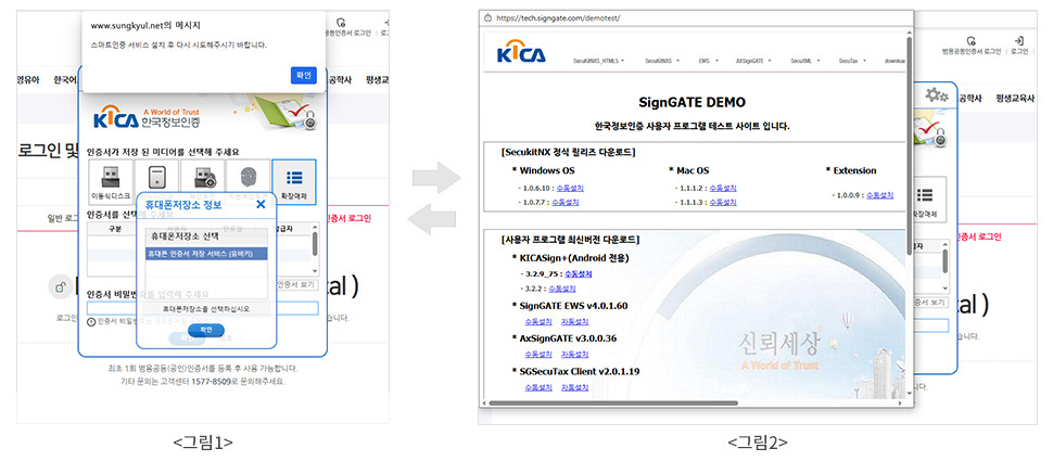 [�׸�1] ����Ʈ���� ���� ��ġ �� �ٽ� �õ����ֽñ� �ٶ��ϴ� - �޼���â, [�׸�2] kica ��� ��ġ������, ���ѹݺ�